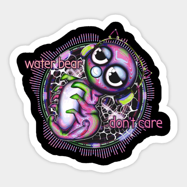 WaterBear Don't Care pink Sticker by Pebbles Joy Designs